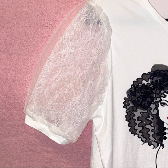 More Love & Lace White Top Curly Hair Red Lipstick Fierce Model Medium Black Red - Picture 2 of 8